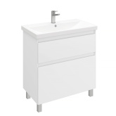 Тумба напольная с раковиной Laparet Vitrum 80 см белый матовый