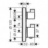Термостат с запорным вентилем Ecostat S (внешняя часть) 15757000