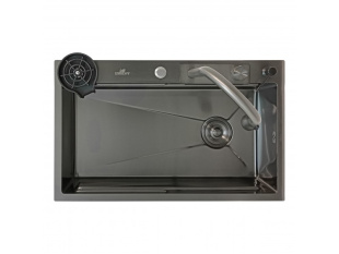Мойка кухонна Wisent WG37546B со смесителем многофункциональная (графит с PVD покрытием)