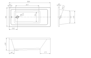 ванна VentoSpa «NAVARO» 1500x700x458 в комплекте с сифоном