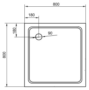 АКРИЛОВЫЙ ПОДДОН CEZARES (TRAY-A-15-W) 80х80х15