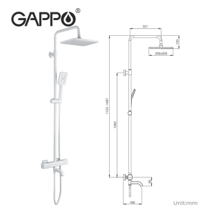 Душевая система с термостатом Gappo G2491-8