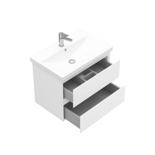 Тумба подвесная с раковиной Laparet Vitrum 70см белый матовый