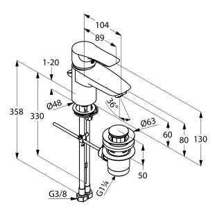 Смеситель на умывальник Kludi Tercio (384850575)