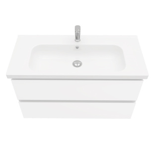 Тумба подвесная с раковиной Laparet Electra 100 см белый глянец