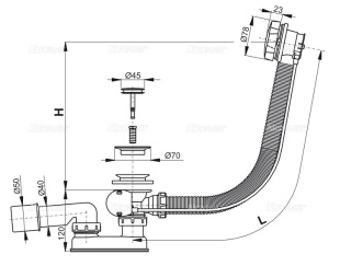 Сифон  для ванны AlcaPlast (A55K-BL-01)