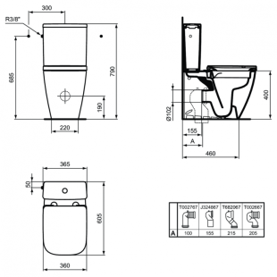 Унитаз пристенный безободковый напольный и с крышкой Soft-close Ideal Standard i.life S (T500001+T473501+T532901)