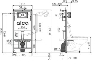 Инсталляция Alcaplast Sadromodul (AM101/1120-BL-01)