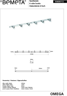 6 крючков Omega Bemeta 104606112