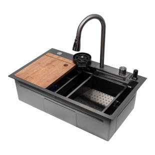 Кухонная мойка Arfeka ECO AR 750*450 BLACK PVD NANO (цвет чёрный)