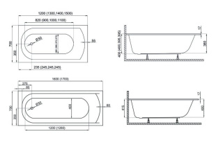 Ванна акриловая Polimat CLASSIC SLIM 180x80 с ножками