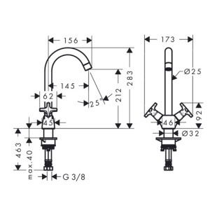Смеситель для кухни Logis Classic, с двумя рукоятками 71285000