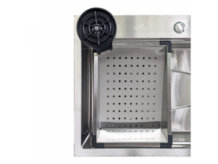 Мойка кухонна Wisent WG37546 со смесителем многофункциональная (сатин с PVD покрытием)