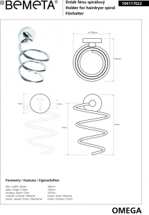 Держатель фена Omega Bemeta 104117022