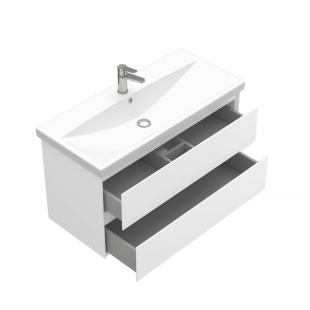 Тумба подвесная с раковиной Laparet Vitrum 100 см белый матовый