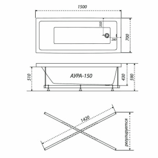 Ванна Аура Тритон 150x70