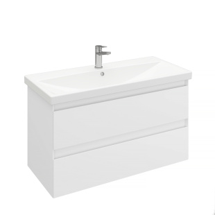 Тумба подвесная с раковиной Laparet Vitrum 100 см белый матовый