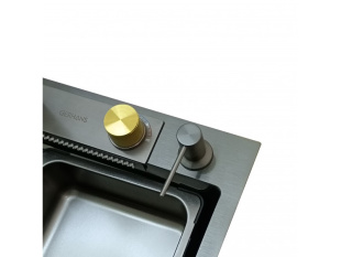 Кухонная мойка Gerhans K37545BD многофункциональная со смесителем (графит с PVD покрытием)