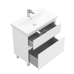 Тумба напольная с раковиной Laparet Vitrum 80 см белый матовый