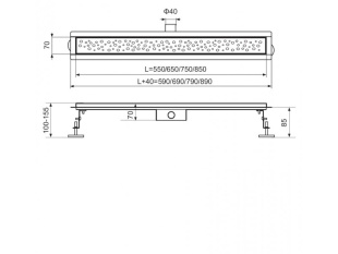 Трап для душа TIM 70мм*650мм BAD416502 (с гидрозатвором) 	